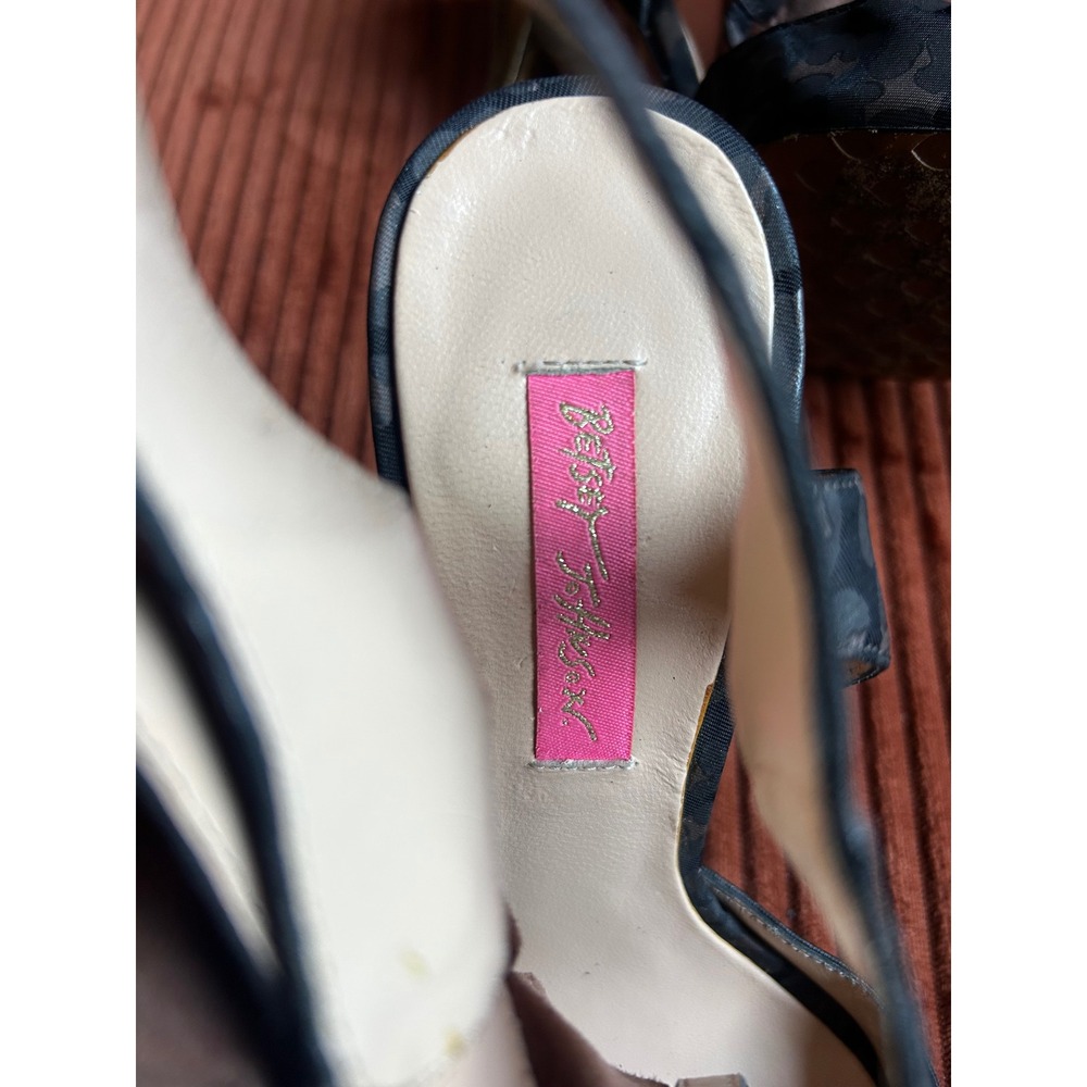 Betsey Johnson Heels Womens Size 9 Blue Leopard Good Metallic Rose T-Strap - Picture 5 of 8